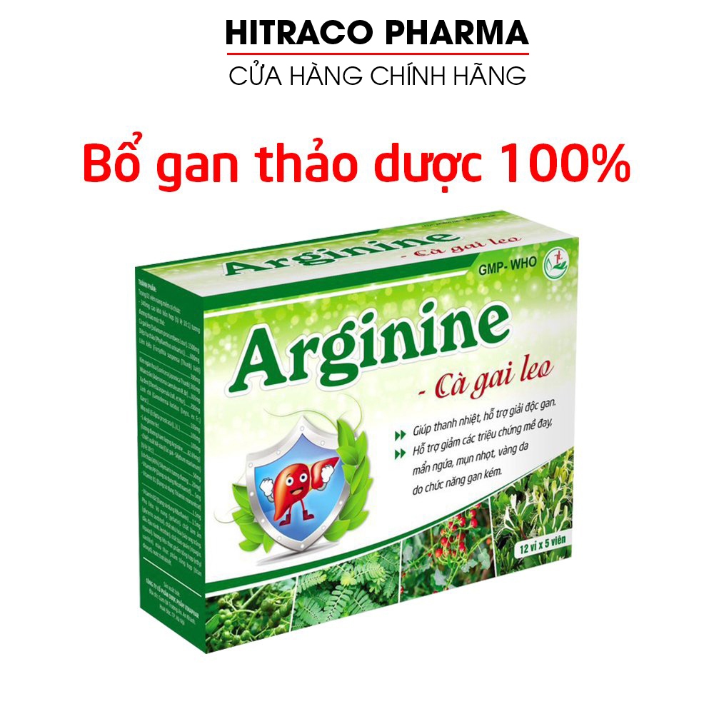 Viên uống bổ gan Arginin Cà Gai Leo giải độc gan, hạ men gan - Hộp 60 viên
