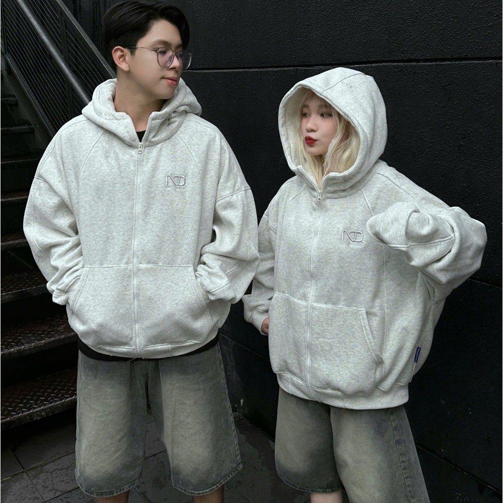 Áo Khoác Hoodie Zip Nỉ Cotton Cổ Cao NQ30 DINO Form Boxy Nam Nữ Unisex | BigBuy360 - bigbuy360.vn