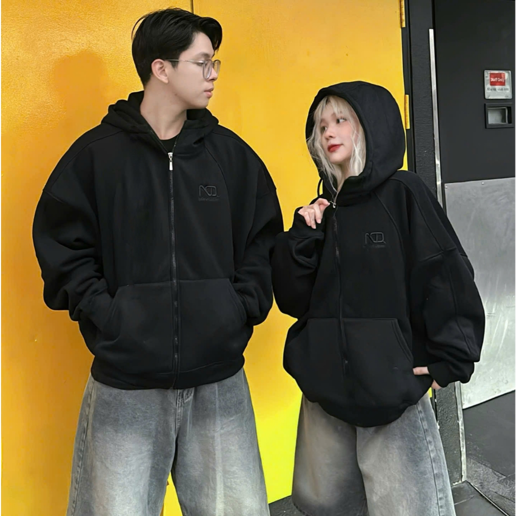 Áo Khoác Hoodie Zip Nỉ Cotton Cổ Cao NQ30 DINO Form Boxy Nam Nữ Unisex | BigBuy360 - bigbuy360.vn
