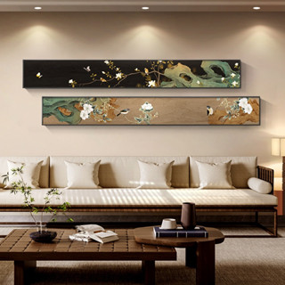 Tranh thủy mặc, tranh hoa và chim, tranh khổ ngang trang trí phòng khách, trang dài khổ lớn, tranh canvas by Printek