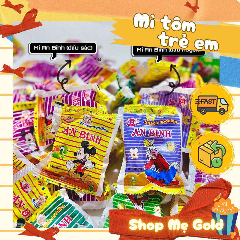 Combo Mì tôm trẻ em ăn liền (gói 20g), đồ ăn vặt
