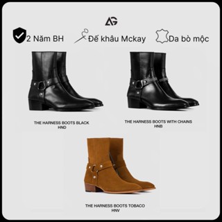 Giày Harness boots da bò cao cấp nhập khẩu handmade August shoes HND  gót 5cm chính hãng bảo hành 24 tháng