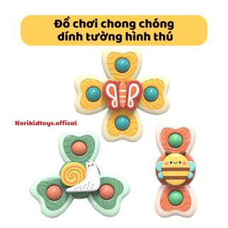 Đồ chơi chong chóng spinner dính tường, đồ chơi con quay họa tiết dễ thương hình thú, động vật cho bé