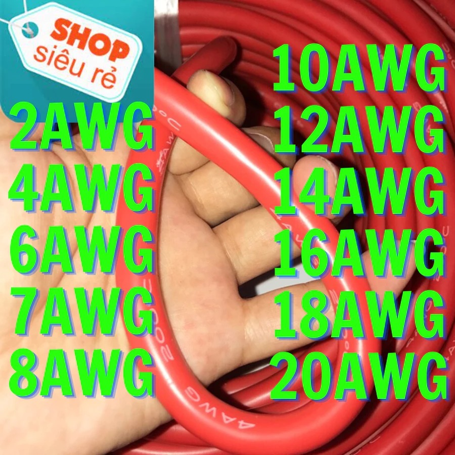 Dây Điện Silicon HÀNG XỊN LOẠI 1 Chịu nhiệt 2AWG 4AWG 6AWG 10AWG 16AWG 18AWG  20AWG Cao Cấp