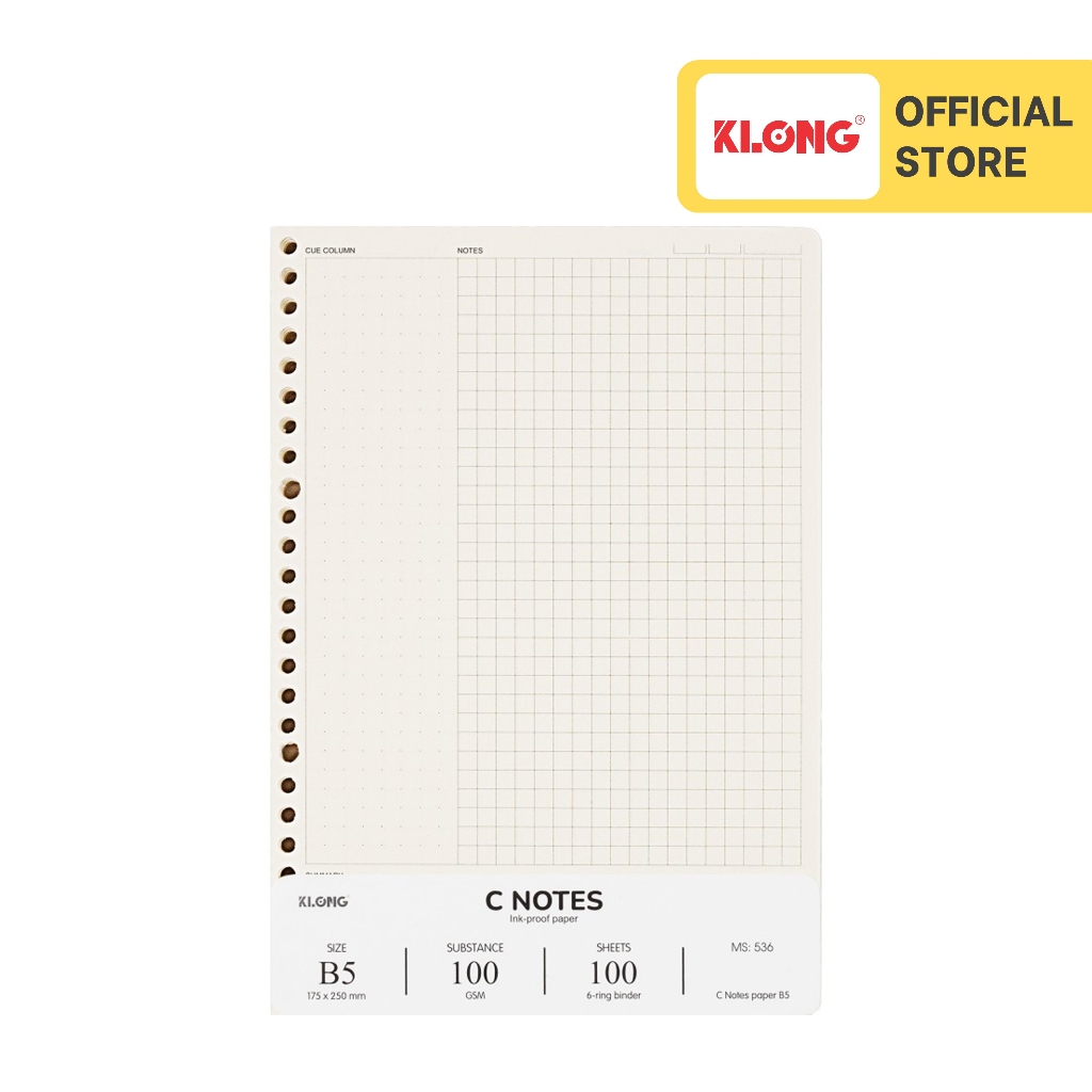 Ruột sổ còng C Notes (6x6)mm KLONG B5 100 tờ 100/76; MS: 536