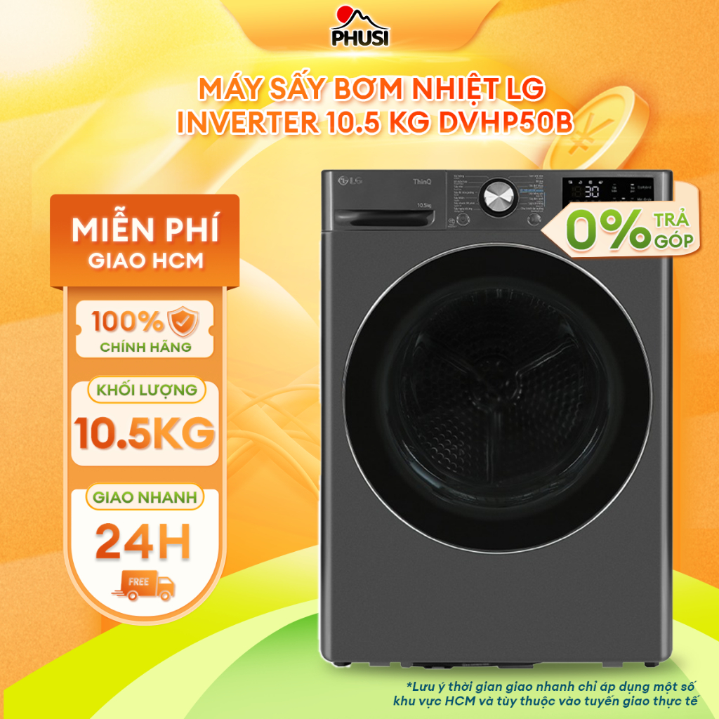 DVHP50B Máy sấy bơm nhiệt LG Inverter 10.5 kg DVHP50B [MIỄN PHÍ GIAO LẮP]