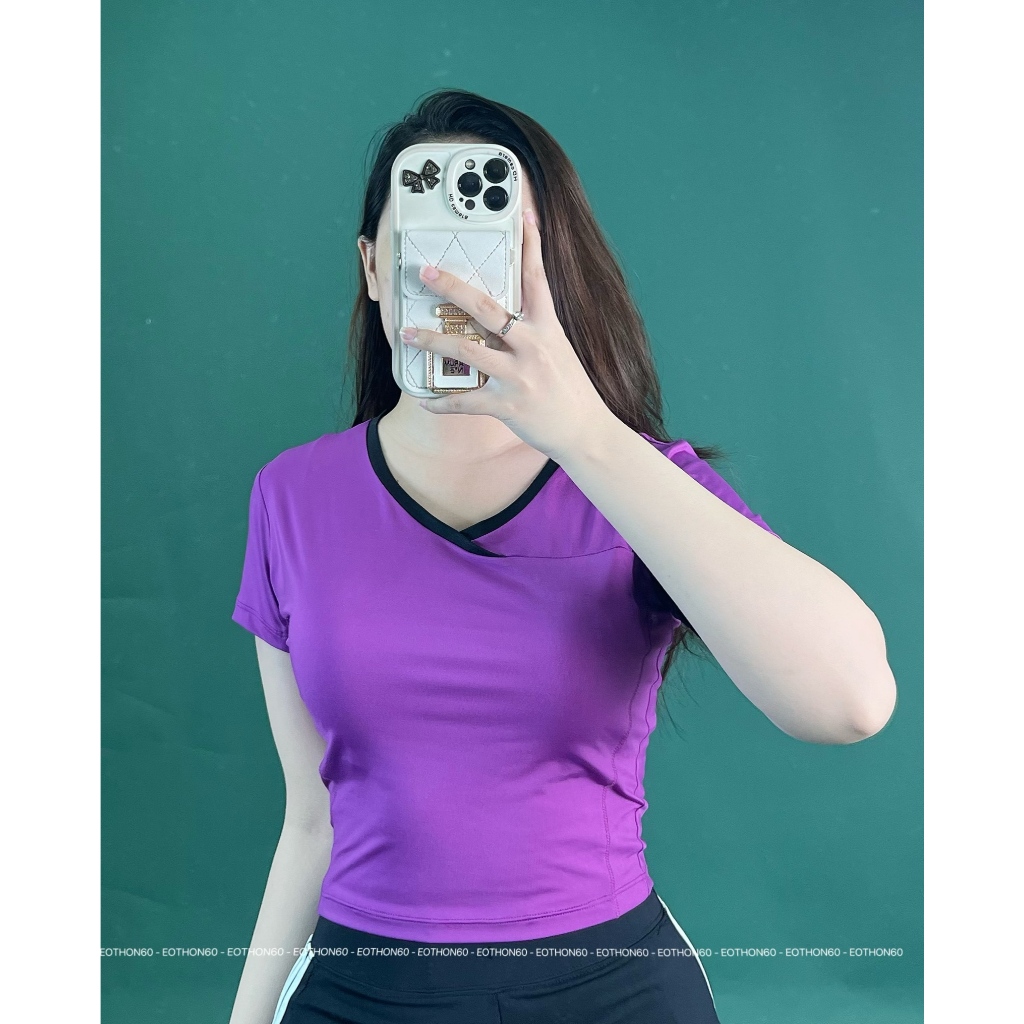 Áo dáng lửng crop anling cổ tim [hình thật shop chụp] Eothon60
