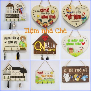 TẶNG ĐINH HOẶC MÓC DÁN - Bảng gỗ treo tường decor trang trí nhà cửa có móc treo chìa khóa Nhà là nơi để về bão dừng mang
