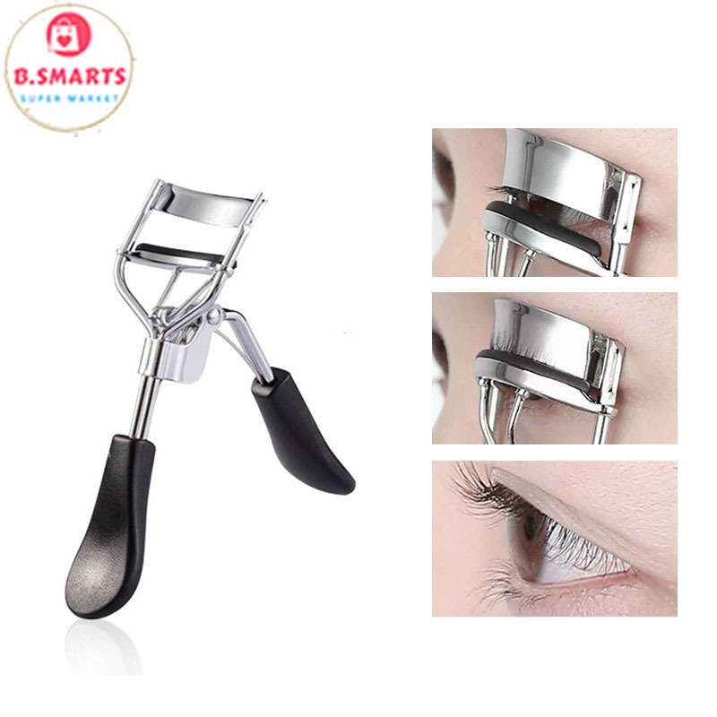 Combo 3 Kẹp Bấm Mi Cong Tạo Độ Cong Tự Nhiên Cho Mi, Bấm Mi Kim Loại Đệm Silicon Giúp Mi Cong Vút