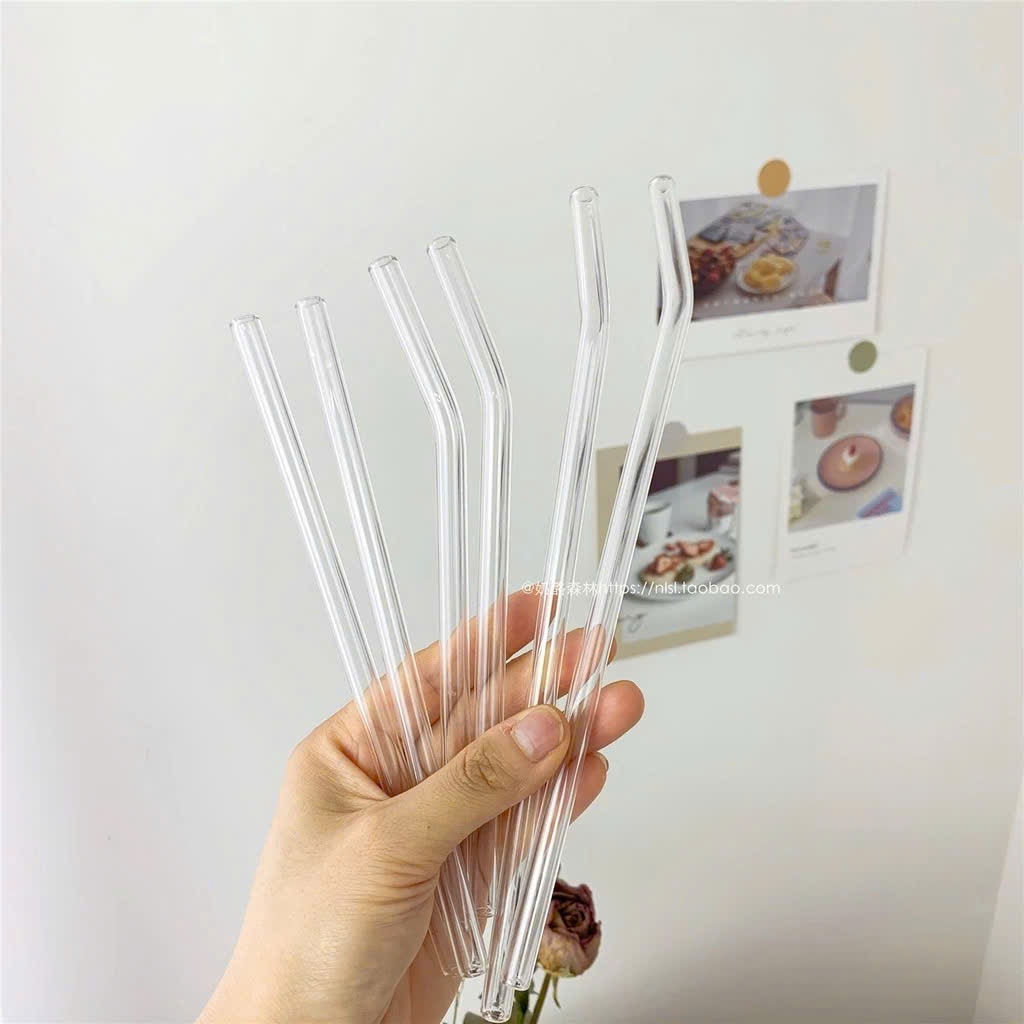 Ống hút thủy tinh chịu nhiệt trong suốt - Uống sữa, nước ép, sinh tố, trà,...