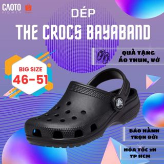 Dép Bít Mũi Crocs Nam Bayaband Màu Đen Big Size 45 46 47 48 49 50