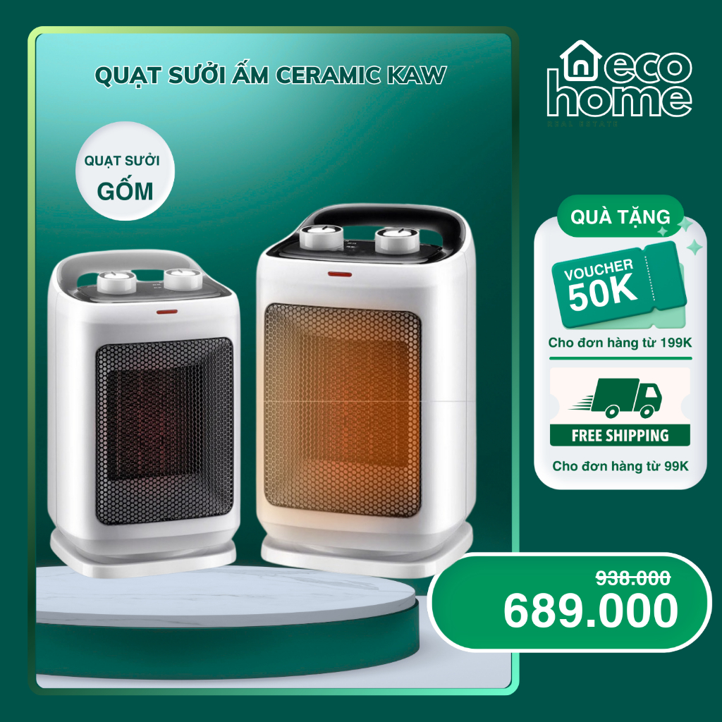 Đèn sưởi mini Ceramic K3000, Quạt sưởi trong phòng - Công Suất 1500 làm ấm nhanh, Sưởi Gốm tự ngắt