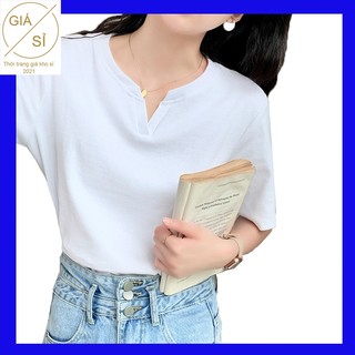 Áo thun nữ thời trang cổ xẻ đơn giản cực đẹp giá rẻ bán chạy hot trend 2023