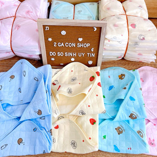 Chăn ủ xốp CN52 có mũ cho bé sơ sinh-Dùng làm khăn quấn bé