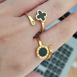 NHẪN KIỂU TITAN MẶT TRÒN ĐEN LA MÃ