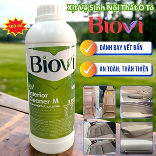 Chai Nước Xịt Vệ Sinh Nội Ngoại Thất Ô Tô BIOVI 500ml Chính Hãng, Làm Sạch Khử Mùi Kính, Ghế Da Nỉ Xe - Tặng Khăn Lau