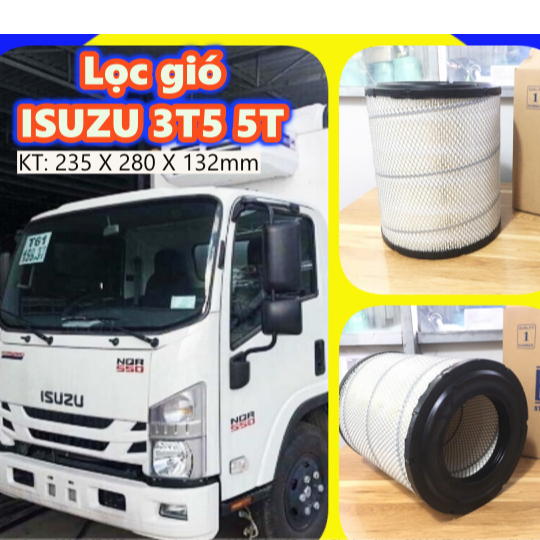 Lọc gió động cơ xe tải ISUZU 3T5 5T NMR310 NPR400 NQR550 kích thước 235x280x135mm ( giá 1 cái )