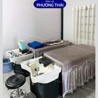 Ga giường gội đầu, ga gội 2in1 chất phi lụa trần bông cao cấp