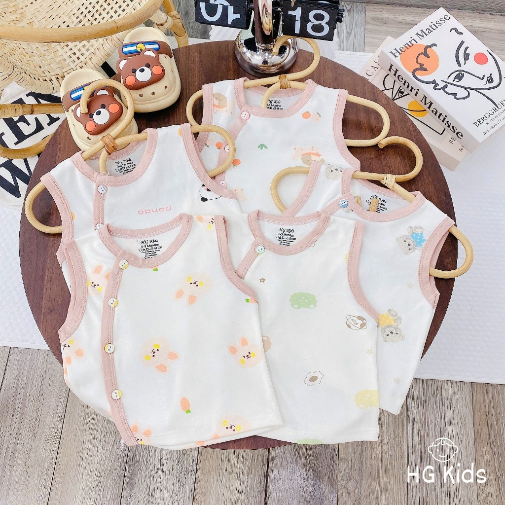 Áo gile HG vải nỉ coton in hình cute, nhẹ, mềm cho bé 3-9kg
