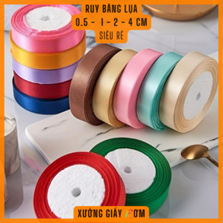    SIÊU RẺ   Ruy băng lụa vải cuộn dài 20m rộng 1cm 2cm 4cm 0.5cm trang trí gói quà cột nơ làm hoa 