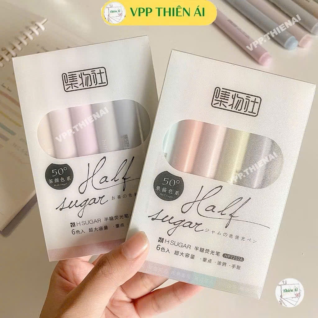 [Hàng đẹp] Set 6 bút highlight hafl sugar ghi nhớ dòng cute, bút highlight vience xịn