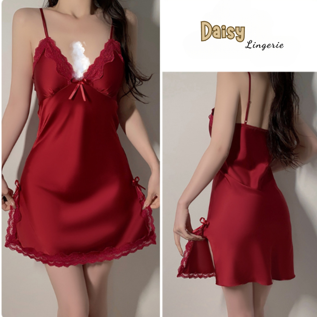 [Hỏa Tốc, Bảo Mật] Váy Ngủ Sexy Gợi Cảm Đầm Ngủ Lụa 2 Dây Phối Ren Xẻ Tà Quyến Rũ Cao Cấp - Mã VN013 | BigBuy360 - bigbuy360.vn