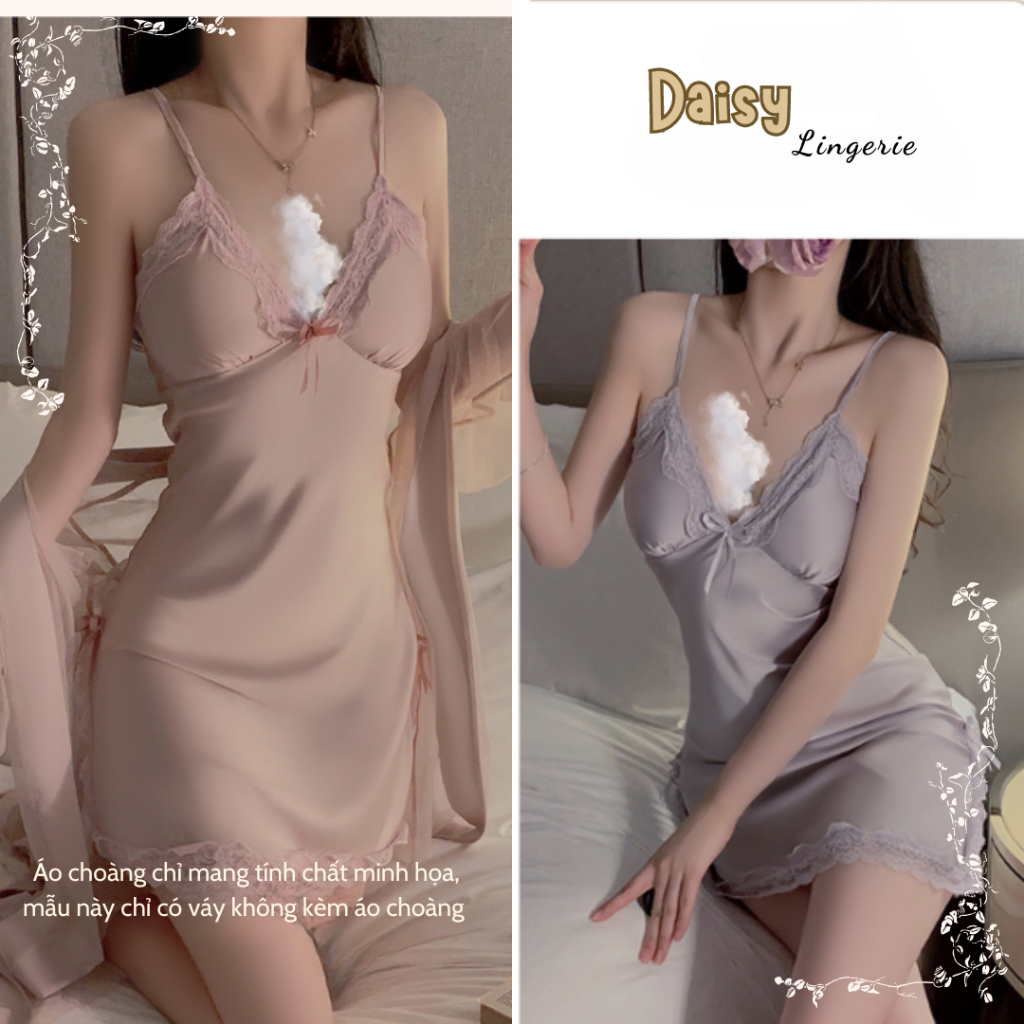 [Hỏa Tốc, Bảo Mật] Váy Ngủ Sexy Gợi Cảm Đầm Ngủ Lụa 2 Dây Phối Ren Xẻ Tà Quyến Rũ Cao Cấp - Mã VN013 | BigBuy360 - bigbuy360.vn