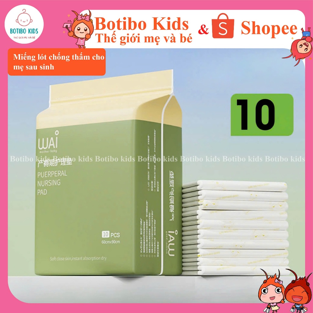 Tấm lót giường hậu sản cho mẹ sau sinh Wai, tấm lót giường cho người già trẻ em thay tã BOTIBOKIDS