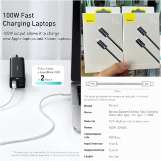 DÂY CÁP TYPE C TO TYPE C BASEUS DYNAMIC FAST CHARGING DATA 100W CHÍNH HÃNG