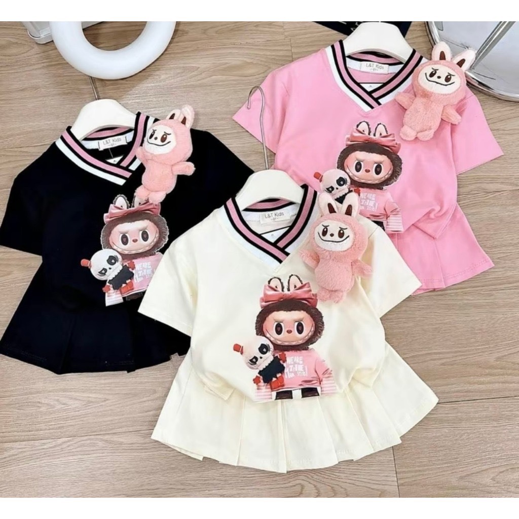 Sét váy có lót Quần xếp ly LaBuBu cho bé từ 10-45kg. Chất cotton đẹp cho bé gái1