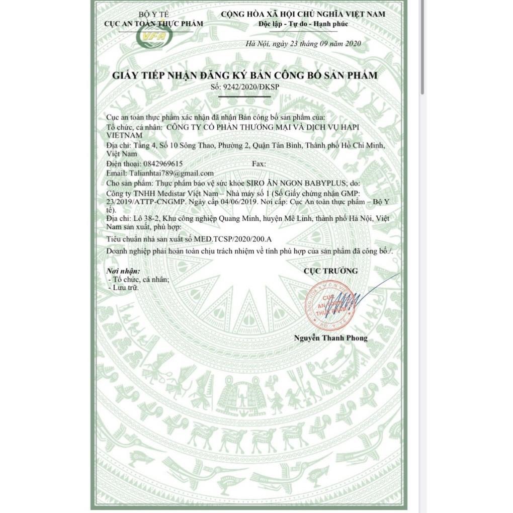 lẻ 1 gói Siro Ăn Ngon Baby Plus BabyPlus