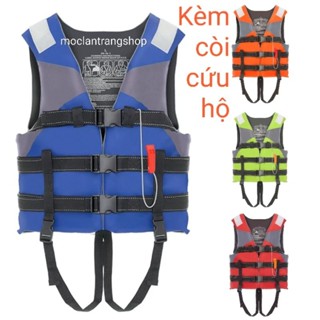 Áo phao cứu hộ phản quang cao cấp kèm còi hơi đủ cỡ, áo phao cứu sinh người lớn trẻ em tập bơi chống chìm lũ lựtl