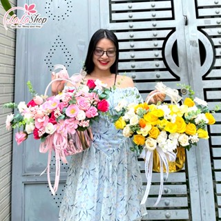   HOA TỐC  Ảnh thật giỏ hoa 20 10 8 3 Lala lưu hương lâu cánh hoa to đẹp quà tặng lễ tết sinh nhật 