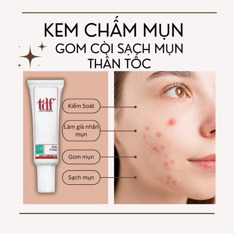 Kem Chấm mụn TDF gom cồi  mụn thần tốc acne e rase tdf
