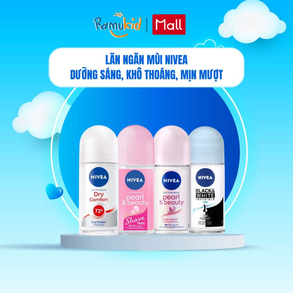 Lăn Ngăn Mùi NIVEA 25ml/50ml - giảm tiết mồ hôi, ngăn mùi, không thoáng suốt đến 72h