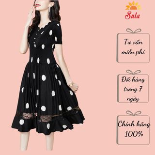 Đầm chấm bi cao cấp cho mẹ, cho bà, đầm trung niên SULA