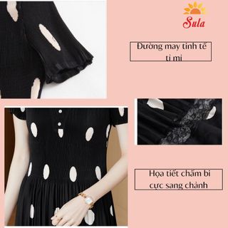 Đầm chấm bi cao cấp cho mẹ, cho bà, đầm trung niên SULA