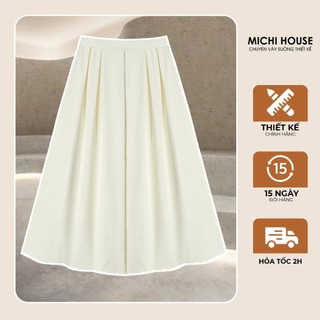 Chân Váy Dài Cạp Chun MICHI HOUSE Chân Váy Hoa Dáng Suông Xếp Ly Hoa Trà CV14