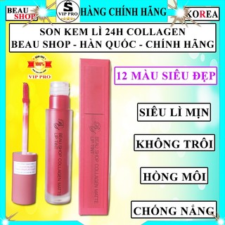 Son kem lì Beau Shop collagen matte lip tint hàn quốc chính hãng son lì lâu trôi không trôi khi ăn uống dưỡng hồng môi