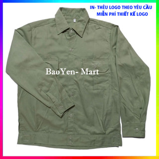 ÁO BẢO HỘ LAO ĐỘNG , MAY ĐỒNG PHỤC BẢO HỘ LAO ĐỘNG VẢI KAKI LOẠI 1 MÀU GHI ÁNH XANH