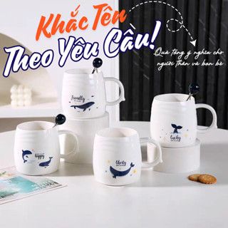 Cá nhân hoá cốc sứ Cá Voi KHẮC TÊN theo yêu cầu làm SET QUÀ TẶNG người yêu, bạn thân, sinh nhật