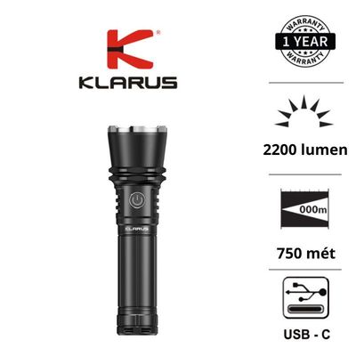 Đèn pin zoom KLARUS A3 độ sáng 2200 lumens tầm chiếu xa 750m sạc USB-C pin 21700 dung lượng 4000mAh