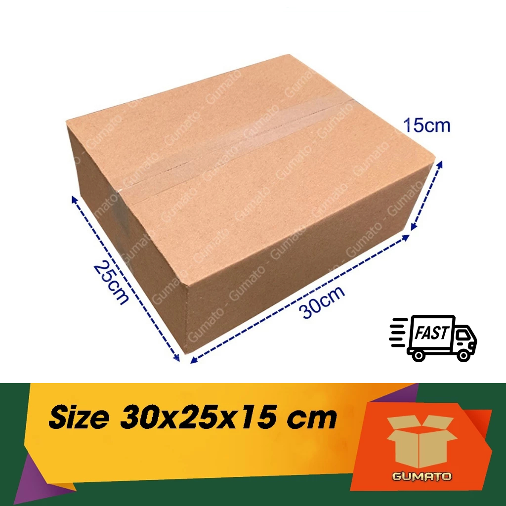 Size 30x25x15 cm, hộp giấy thùng carton gói hàng tại Gumato (Mã số G-P88)