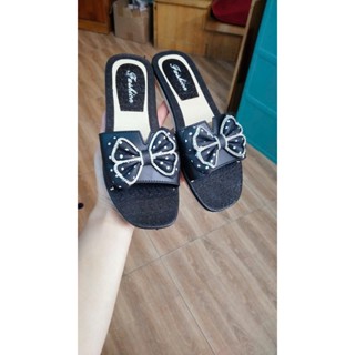    Xả hàng  HÀNG CÓ SẴN Dép Lê Nữ Họa Tiết Nơ Gấu Đế 1.5p Chống Trơn Trượt Thoải Mái Đi Mưa MS 1176 