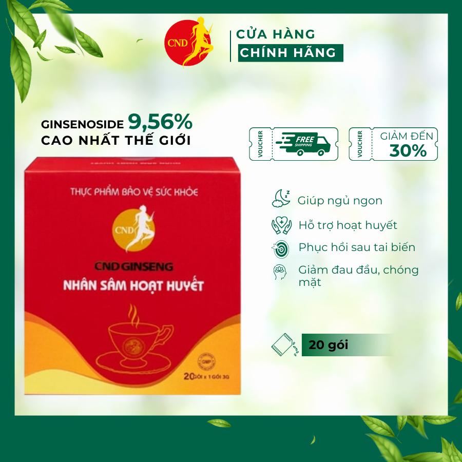Nhân sâm hoạt huyết - CND GINSENG nhân sâm canada (hộp 20 gói - kèm túi)