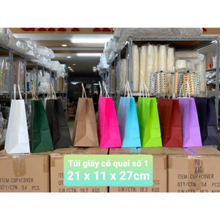 25 cái túi giấy có quai số 1 nhiều màu lựa chọn (21x11x27)