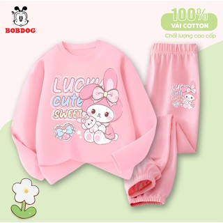 Bộ dài tay bé gái BOBDOG 2025,set quần áo thu đông chất liệu cotton cao cấp in hình ngộ nghĩnh TW- KS72 cho bé