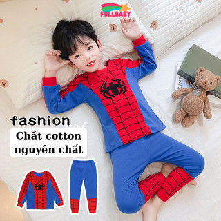  Bộ quần áo dài tay người nhện tặng kèm mặt nạ cho bé chất cotton mềm mại mặc nhà coslpay spiderman cho bé trai Fullbaby 