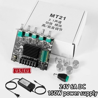 ZK-MT21 mạch khuếch đại âm thanh bluetooth TPA3116 2.1 Kênh Bluetooth 5.0 50WX2 Công suất 100W Âm than 