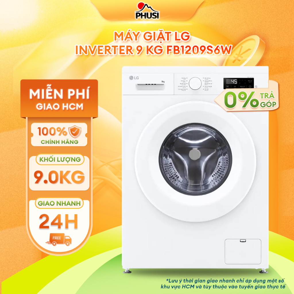 FB1209S6W Máy giặt LG Inverter 9 kg -  Giặt chống dị ứng Allergy Care [Miễn phí giao lắp HCM]